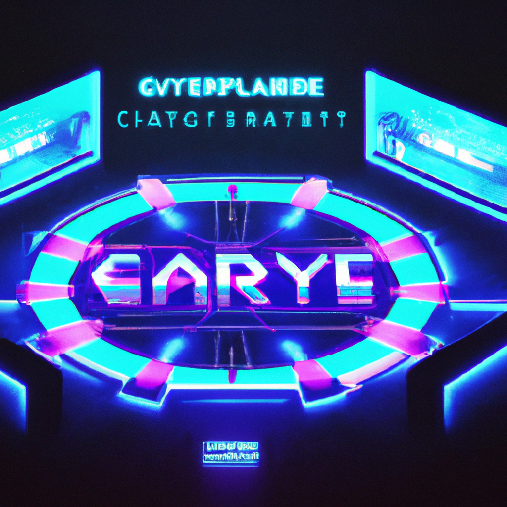 ArcFlux hero: neon tournament arena, stylized UI overlays